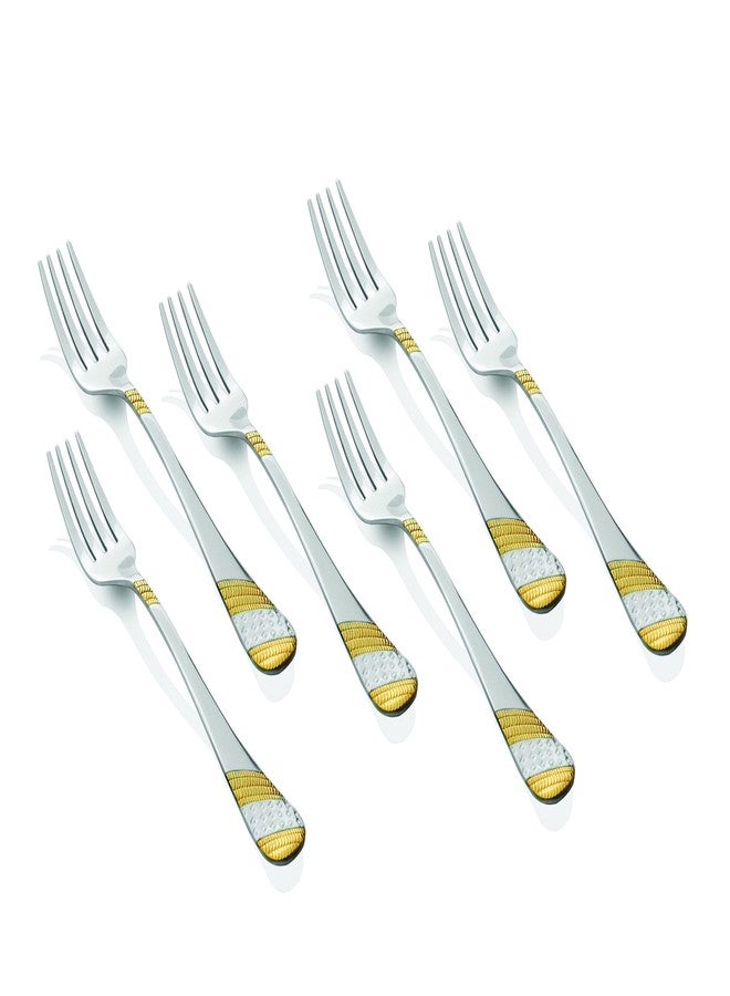 FnS Imperio 18 Pc Set Stainless Steel 24 Karat Gold Plated Cutlery Set with Leatherette Box Packaging (6 Dinner Spoons, 6 Dinner Forks, 6 Teaspoon) - Image 3